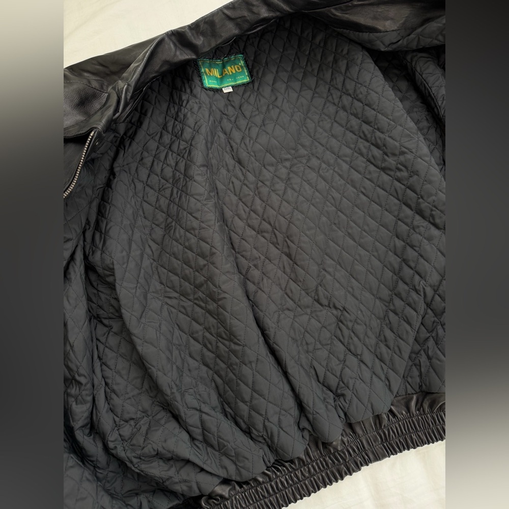 Men's Leather Black Bomber Jacket. Milano XXXL. Excellent Condition. - Picture 15 of 16
